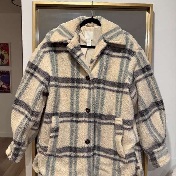 H&M Sherpa Plaid Shacket - Picture 3 of 7